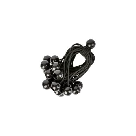 Cordons Élastiques avec Boules - Lot de 25 x 15 cm Tendeurs Universels avec Attaches - Sangle Elastique Résistant Parfaite pour Le Camping, Les Bagages & Bâches - Noir (1/5)
