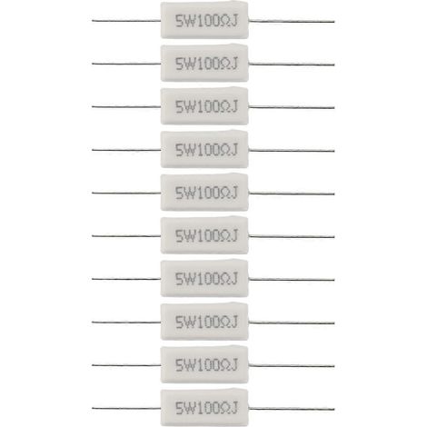 10x Wirewound Ceramic Cement Resistors 100 Ohm 5W Watt 5%-- (1/5)