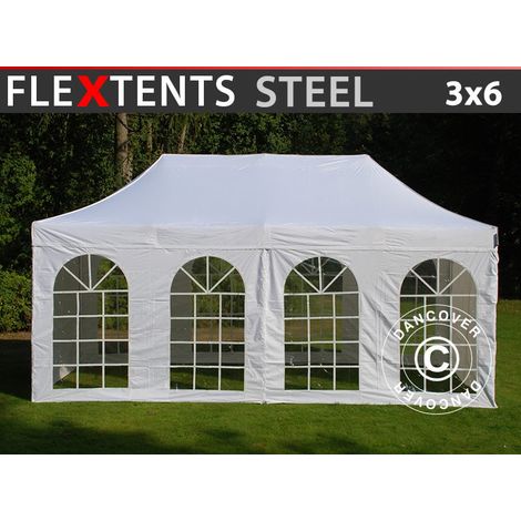 Pop up gazebo FleXtents Steel 3x6 m White, incl. 4 sidewalls