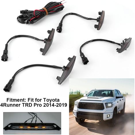 Grille de phares pour Toyota 4Runner TRD Pro 2014-2019 (4 pièces), coque noire et fond jaune (1/5)