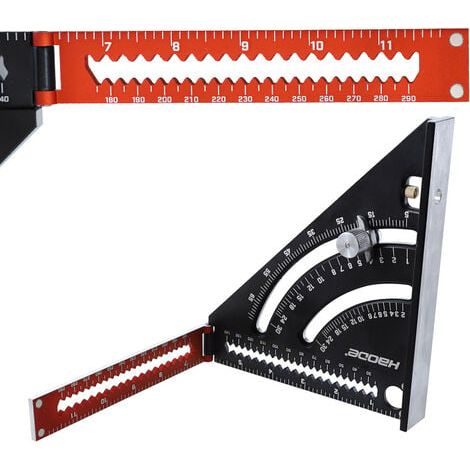 Escuadra de carpintero plegable de aluminio y metal, regla triangular de combinación de 317 mm, regla angular multifunción, transportador de 45 a 90 grados, herramientas de carpintero, herramientas pa (1/4)