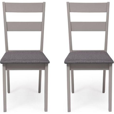 Juego de 2 sillas de comedor o cocina DALLAS estructura madera color gris claro asiento tapizado color gris (1/5)