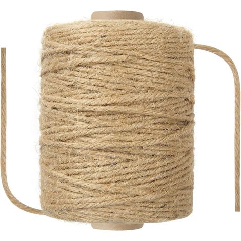 Corde en sisal naturel de 3 mm x 100 m, épaisse, idéale pour arbre à chat, griffoir, jardinage, reliure, loisirs créatifs et emballage. (1/5)