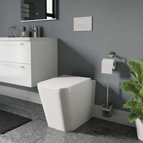 Camden Back to Wall Toilet with Soft Close Seat including High in Wall Concealed Cistern with White Flush Plate (1/4)