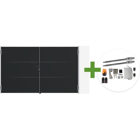 Portail battant acier noir mat 3m NALI H.180cm + moteur Tanker B250 (1/5)