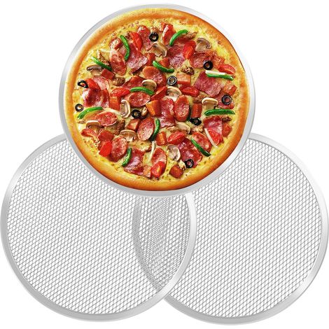 Lot de 3 plaques à pizza rondes en aluminium anti-adhésif de 25,4 cm pour four (1/5)