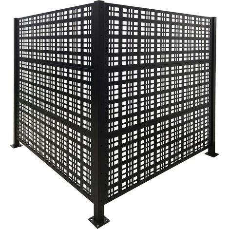 Relaxdays Copertura bidoni Square, 2 pannelli 120x120cm, modulare, nero