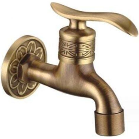 [JAMAIS UTILISÉ] Robinet universel en laiton antique, robinet de machine à laver mural pour buanderie et salle de bain, robinet d'eau froide long à tuyau unique pour jardin extérieur (1/4)
