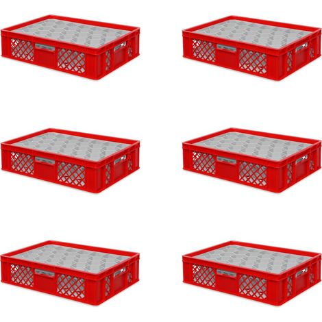 BRB 6x boîte en verre 600x400 mm 33 verres jusqu’à 122 mm de hauteur/diamètre 75 mm, rouge