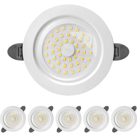 Spot LED Encastrable, IP44 Spot led Interieur, Spot Encastré Extra Plat 28mm, 9W 900lumen Equivalent 90W Incandescence, Lumière Neutre 4500K, pour Salle de Bain, Salon, Cuisine, Lot de 6 (1/5)