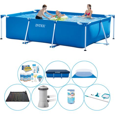 Intex – Piscine hors sol tubulaire rectangulaire 300x200x75 cm – Ensemble complet 8 pièces – Conception stable et facile à installer