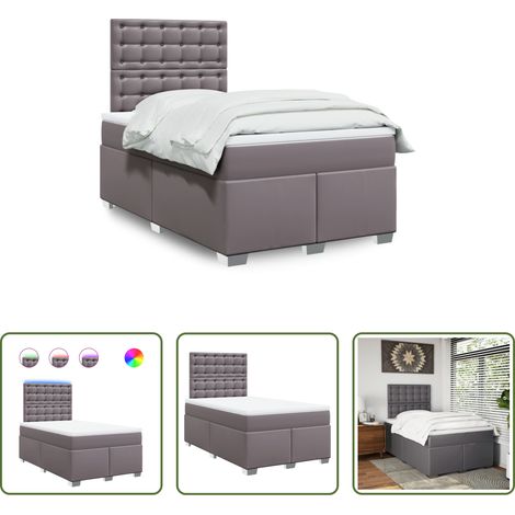 Matratze - Boxspringbett mit Matratze Grau 120x200 cm Kunstleder (1/5)