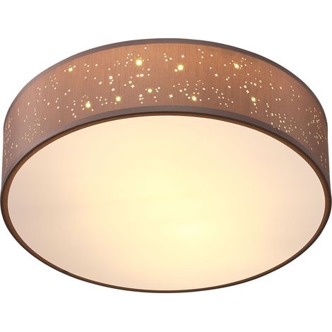 Monzana Lámpara de techo Cielo estrellado Redonda E27 Lámpara de techo de tela Dormitorio Salón 38cm Taupe (de)