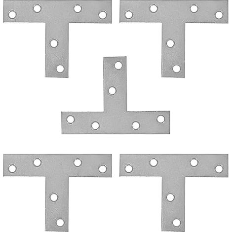 Plaque en Forme de T, Équerres Plates, Support en Acier Inoxydable, Fixation, Plaque d’Angle pour Bois, Meubles, Table, Lit 35x15x70 (20 Pièces) (1/2)
