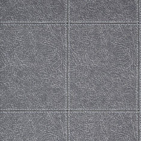 Fine Decor Camden Stitch Charcoal Wallpaper Metallic Textured Blown Vinyl (1/4)