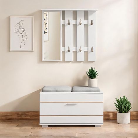 Console bianco en truciolare vetro 85 x 15 x 82 cm (1/5)