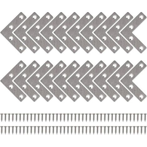 Équerre de fixation - 50×50 mm - Inox - Lot de 20 avec vis - Trou 3 mm (1/5)
