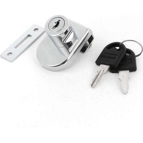 Serrure De Porte En Verre,2 Pack Serrure En Acier Chromé,Écran En Verre De Verrouillage, Verrou De Remplacement Pour La Porte De Vitrine Et De Cabinet De Verre Avec 2 Cles (1/5)