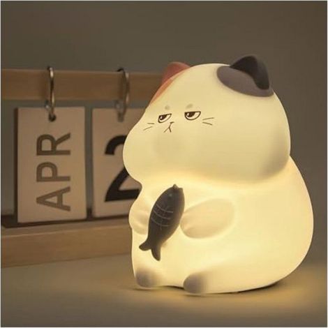 Veilleuse chat mignon en train de manger - Lampe d'ambiance à couleurs changeantes avec fonction de protection des yeux, un... (1/5)