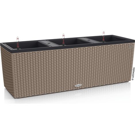 LECHUZA® Pflanzkasten TRIO Cottage 40 Sandbraun mit 3 Einsätzen All-in-One (1/3)