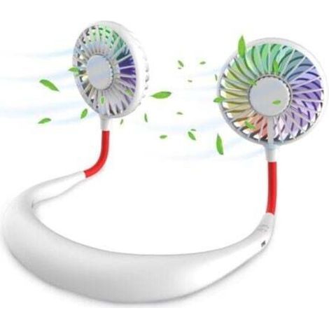 [JAMAIS UTILISÉ] Mini ventilateur de cou portable, mains libres, rechargeable, portable, ventilateur de bureau, ventilateur de collier avec double tête de vent (1/4)