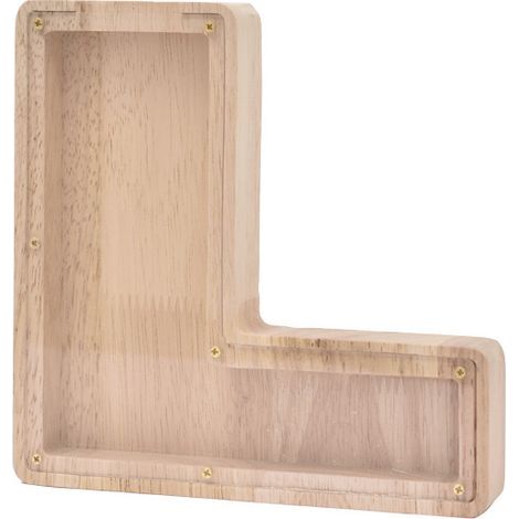 Contenedor de almacenamiento de letras del alfabeto A-Z, hucha de madera, alcancía creativa, veintiséis letras del alfabeto inglés con la letra L. (1/5)