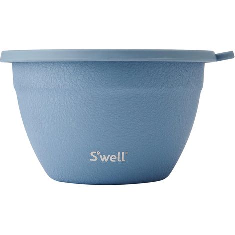 Kit saladier en acier inoxydable, 1,9 litre, bleu (Desert Sky), avec récipient à condiments de 60 ml et plateau amovible, étanche, facile à nettoyer, passe au lave-vaisselle (1/5)