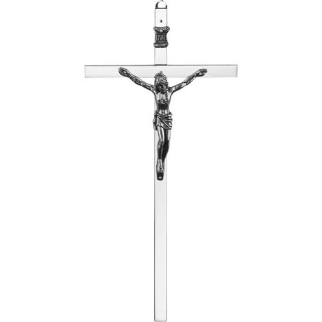 Hängendes Kreuz aus Neusilber, 18 cm
