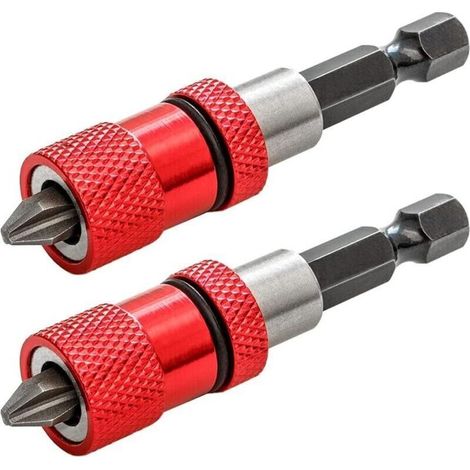 Porte-embout magnétique avec butée de profondeur réglable, tige hexagonale de 1/4", embout de tournevis pour cloisons sèches avec embouts PH2. (1/4)