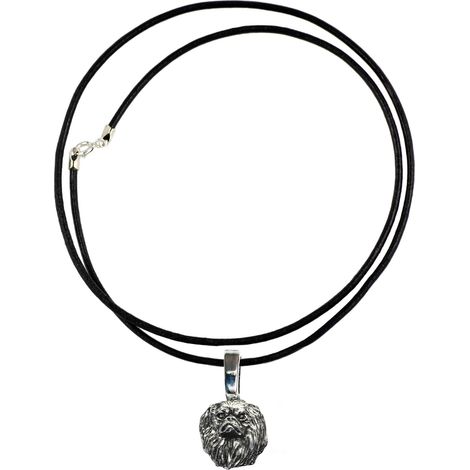 Collana con ciondolo a forma di cane Pechinese, placcata in argento, ideale per gli amanti dei cani, un gioiello raffinato di Art-Dog. (1/4)