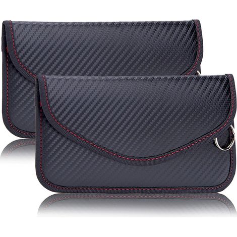 Lot de 2 Pochette Faraday, Fibre de carbone, Blindage RF, Protection , Pour téléphone et clé de voiture (1/4)