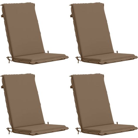 Lot de 4 coussins de chaise à dossier haut GEMERT - 120 × 50 × 6 cm - taupe - 100 % polyester (1/5)