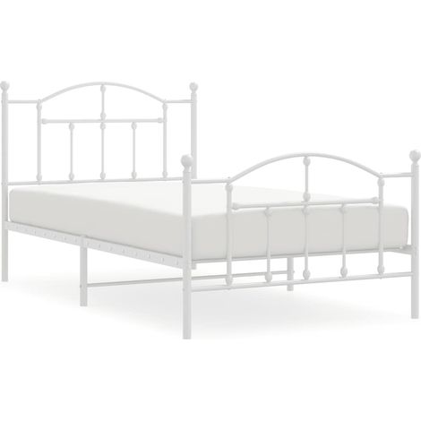 Maison Exclusive - Cadre de lit métal sans matelas et pied de lit blanc 100x190 cm (1/5)