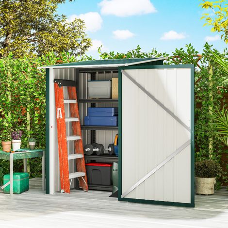 Maison de jardin Porte à outils en acier galvanisé avec porte battante, 100x104x160 cm, Vert (1/5)