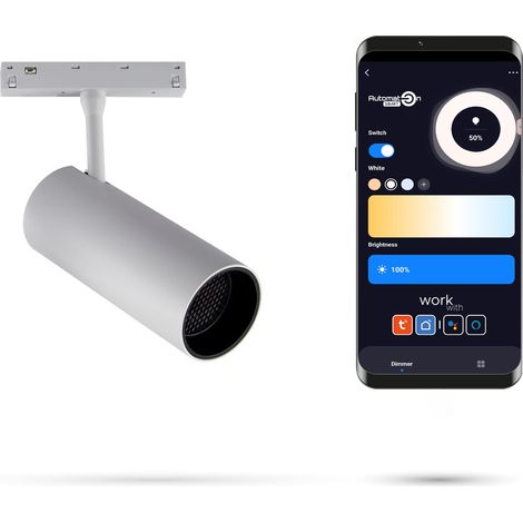 Faretto LED bianco WiFi Zigbee da 12W per binari magnetici SMART TRACK 48VDC 3000-5000K dimmerabile (1/5)