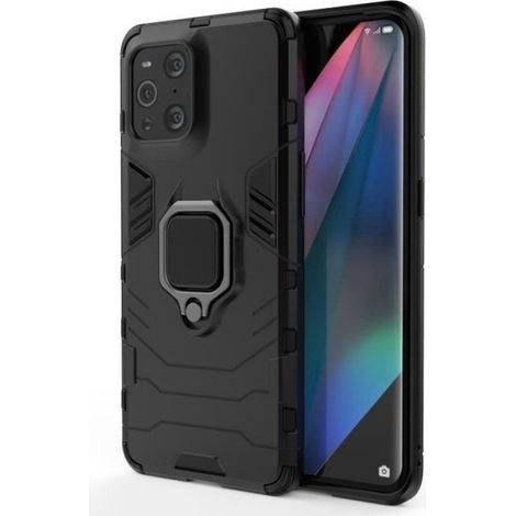Coque OPPO Find X3 Pro - Protection Double Couche PC + TPU - Anneau Pivotant 360° - Support Vidéo Mains Libres - 1 Pièce