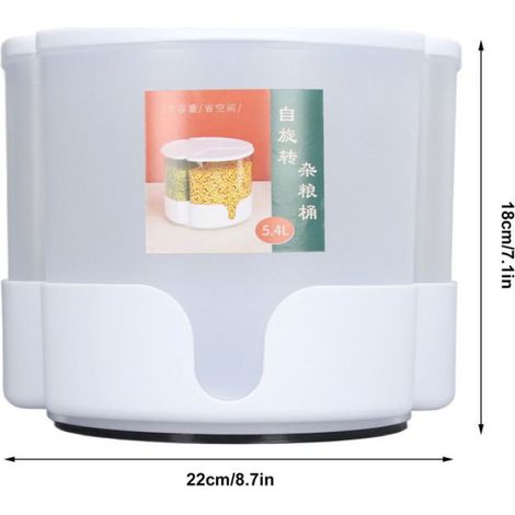 1 Distributeur de céréales, Rotatif 360°, 3 compartiments, 5,4 L, Cuisine (1/5)