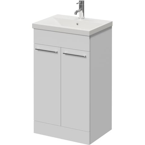 Napoli 390 Gloss White 500mm 2 Door Vanity Unit with Glide Basin - 500mm - Chrome 160mm Handle