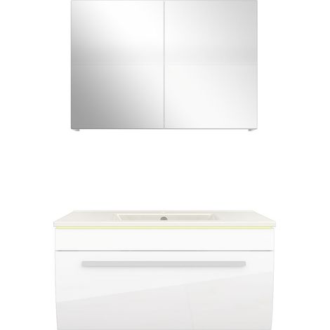 Badmöbel Set Gently 3 V1 Weiß MDF Waschtisch 80cm mit 1x 5W LED / Energiebox (1/5)