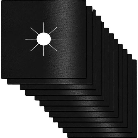 Protector para estufa de gas, revestimiento antiadherente, fácil de limpiar, color negro, 12 unidades. (1/2)