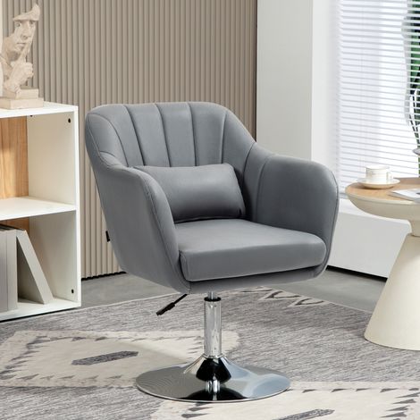 Chaise de bureau pivotante réglable en hauteur avec coussin lombaire. Tissu technique. Gris.