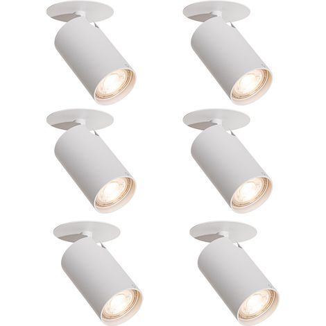 Set of 6 Modern Recessed Spotlights White GU10 50mm - Chels