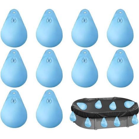 Autres accessoires de piscine : lot de 10 sacs à eau pour couvertures de piscine avec crochets, sacs à eau robustes en PVC pour couvertures de piscine, étanches, à suspendre, remplissables, poids pour (1/4)