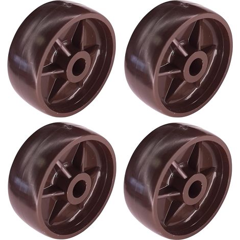4x Roulette plastique rigide marron foncé 38mm universelle galet poulie roue rouleau meuble porte coulissante tiroir lit placard (1/4)