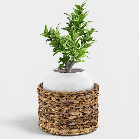 Vaso basso grande in ceramica e rattan Sirenuse (1/3)