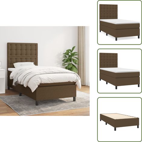 Letto con materasso a molle insacchettate - vidaXL Giroletto a Molle con Materasso Marrone Scuro 90x200 cm Tessuto - Letto con materasso morbido