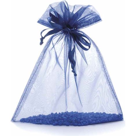 Sacchetto in organza blu con coulisse di chiusura in raso è una soluzione pratica e veloce, set da 50 pezzi, cm 17 x 22 H (al tirante17)