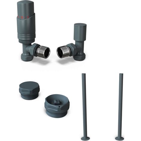 Talus Bold - Thermostatic Radiator Valve & Installation Kit - Anthracite Angled 15mm