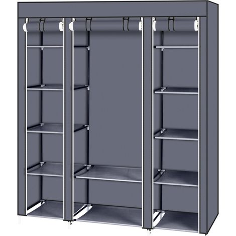 69 Zoll tragbarer Kleiderschrank, Aufbewahrungs-Organizer mit Vliesstoff, schnell und einfach aufzubauen, extra stark und langlebig, Grau (1/5)