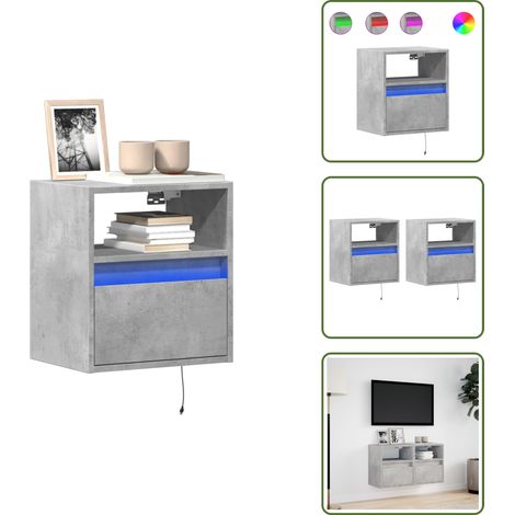Meubles TV muraux et lumières LED 2 pcs gris béton 41x31x45 cm - Meuble TV Mural - Meubles TV Muraux - Meuble TV Suspendu Au Mur - Meuble TV Flottant (1/5)